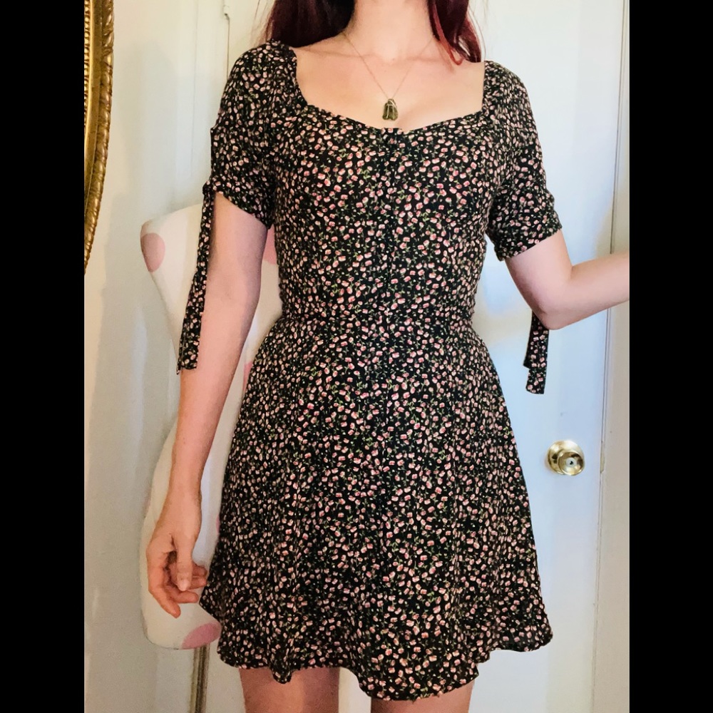 Misa Los Angeles Black & Red Floral Mini Dress